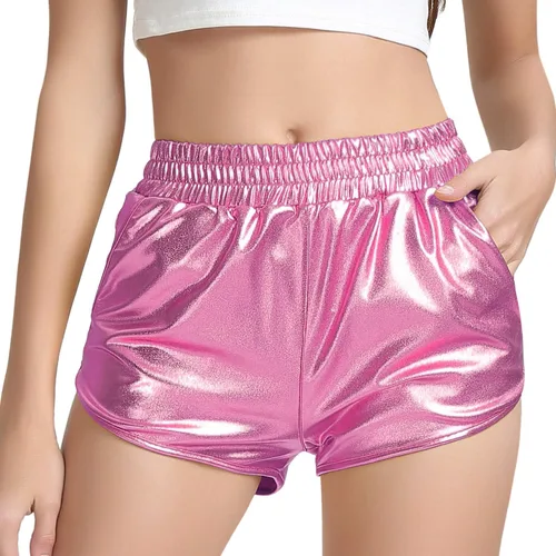 Vista 4 de Mirawise Girls Metallic Shorts Shiny Hot Pants Sparkly Dance Outfits Short Pants