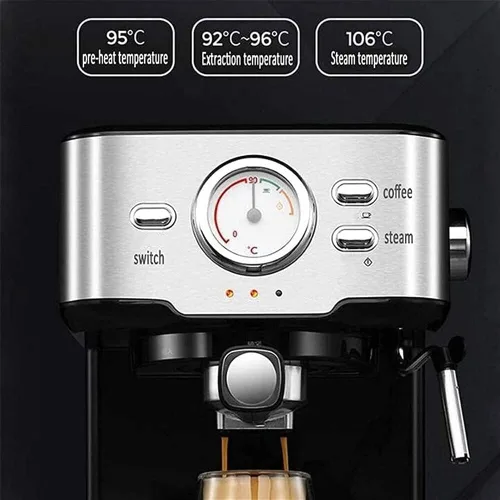 Vista 6 de Cafetera de capuchino automática de calentamiento rápido de 20 bares, con espumador de leche espumante, tanque de agua de 1.5 L, 1050 W