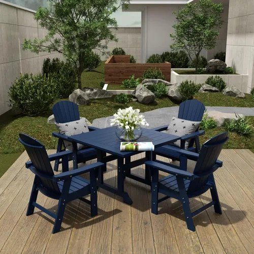 Vista 19 de WestinTrends Dylan Adirondack - Juego de 6 mesas y sillas de comedor para exteriores para todo tipo de clima, mesa y sillas de patio de madera