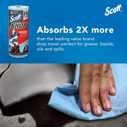 Vista 7 de Scott® Original (75147) - Toallas para taller, azules, (55 toallas por rollo, 12 rollos por caja, 660 toallas por caja)
