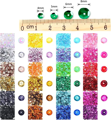 Vista 2 de Zhiheng Surtido de 4 tamaños de 0.157 in, 0.197 in, 0.236 in, 0.315 in, lentejuelas redondas con agujeros, paillettes redondos para costura, boda