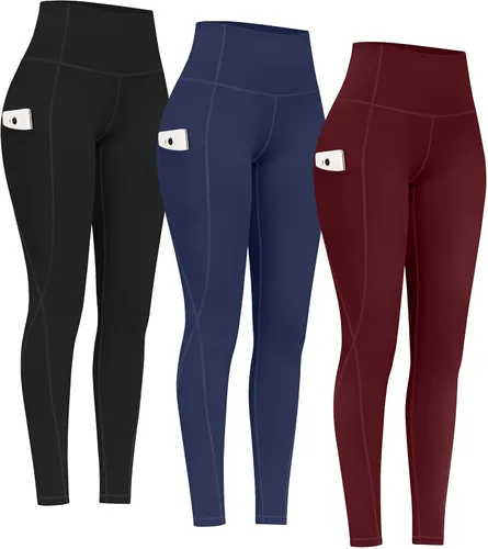 Vista 21 de PHISOCKAT Paquete de 2 pantalones de yoga de cintura alta con bolsillos, leggings de control de abdomen, leggings de yoga elásticos en 4 direcciones