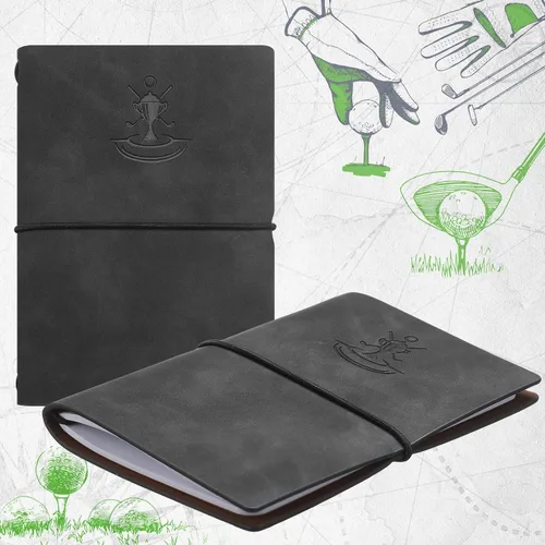 Vista 6 de Chinco Libro de puntuación de golf, libro de yarda de golf, bolsillo trasero, de cuero, para deportes y accesorios para palos de golf al aire libre