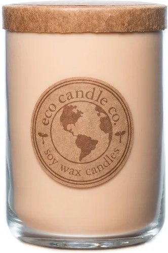 Vista 101 de ECO CANDLE CO. Vela reciclada, té negro y miel, 6 oz. - Aromas de té picante, nuez moscada, miel y naranja - 100% cera de soja, sin plomo, etiqueta