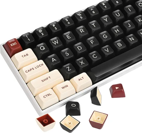 Vista 14 de Owpkeenthy Teclas de carbono retro perfil SA de 150 teclas personalizadas de ABS Doubleshot Juego de teclas con barra espaciadora dividida