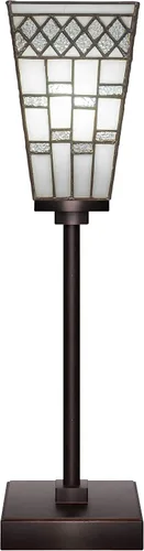 Vista 17 de Toltec Lighting Luna Accent - Lámpara de mesa, acabado de granito oscuro, cristal cuadrado de burbujas ahumadas de 3.5 pulgadas