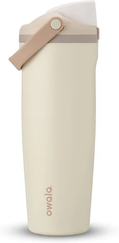 Vista 9 de Botella de agua Owala FreeSip con aislamiento de acero inoxidable con pico de dos vías, pajita incorporada y asa de cubo, fabricada para viajes