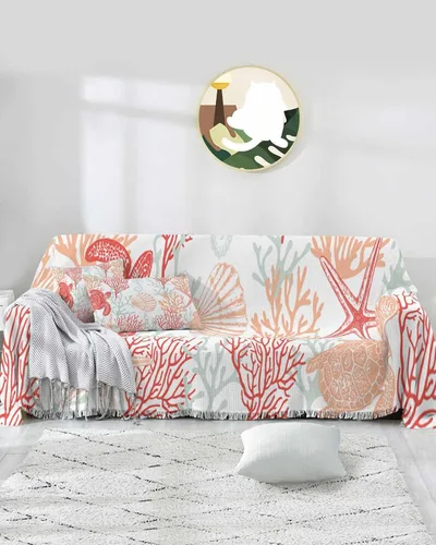 Vista 14 de Fundas de sofá de color azul y gris costero coral para perros, funda lavable para sofá, fundas individuales para sillón, fundas individuales