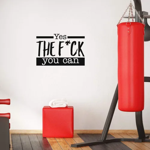 Vista 2 de Calcomanía de vinilo para pared, Yes The F*ck You Can, 17 x 26 pulgadas, sarcástica, motivacional, optimista, divertida, broma para adultos