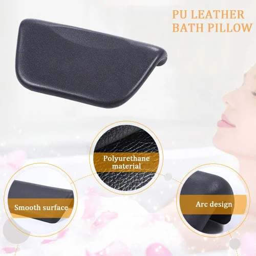 Vista 4 de Almohadas de baño para spa, de piel sintética impermeable, con ventosas antideslizantes para el hogar, baño, bañera o spa