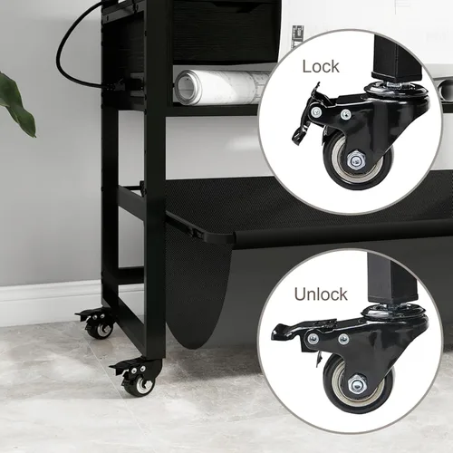 Vista 9 de Soporte para impresora de formato ancho Natwind, mesa de trabajo para plotter con almacenamiento extraíble para planos, soporte para papel en rollo