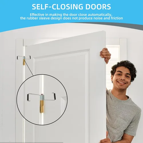 Vista 2 de Paquete de 6 cierres de puerta universales con resorte de mariposa, cierre automático para bisagra a tope de puerta, cierre automático universal
