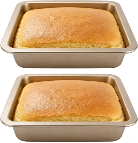 Vista 10 de Tissting 2 moldes rectangulares para tartas de 8.9 x 8.9 x 1.8 pulgadas (8.9 x 8.9 x 1.8 in), antiadherentes para pasteles, brownies, lasaña