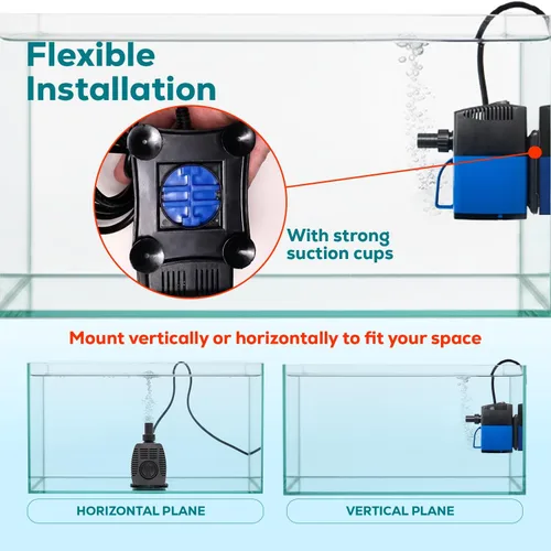 Vista 4 de Aqua Dream Bomba de agua anfibia de 634 GPH – Bomba externa sumergible o en línea de 35 W con eje de cerámica resistente a la corrosión, elevación