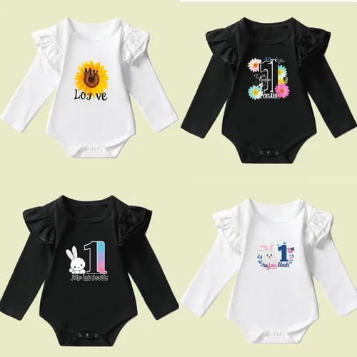 Vista 3 de Camisa con volantes de algodón de calidad para bebé niña