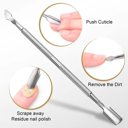 Vista 5 de Easkep - Corta cutículas y empujador de cutículas, corta cutículas profesional de acero inoxidable para dedos de manos y pies, pedicura y manicura