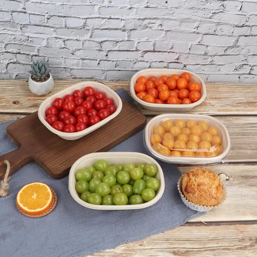 Vista 3 de Cuencos desechables de 20 onzas con tapas, contenedores de fibras vegetales, paquete de 50