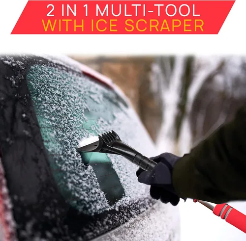 Vista 6 de VaygWay Rascador de hielo y cepillo de nieve extensible para parabrisas de automóvil, agarre de espuma de longitud ajustable, cabezal de cepillo