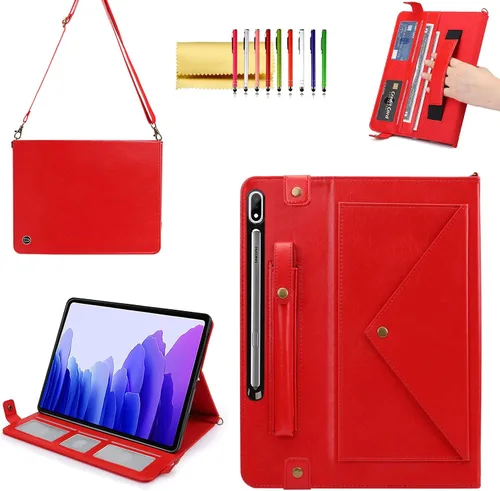 Vista 37 de Bolso Funda para Samsung Galaxy Tab S10 FE/S9 FE 10.9"/S9/S8/S7 11", Techcircle Folio con Soporte Cruzado, Billetera con Ranura para Lápiz S Pen