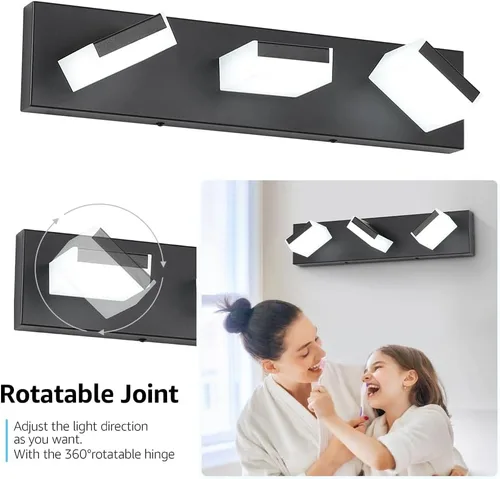 Vista 8 de Aipsun Moderna lámpara LED de tocador de baño con 3 luces, luz blanca de 6000 K sobre espejo