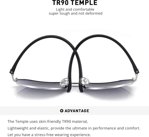 Vista 6 de Gafas de sol polarizadas unisex de OLIEYE para hombres mujeres gafas de sol de conducción ligero marco de metal clásico estilo retro diseñador