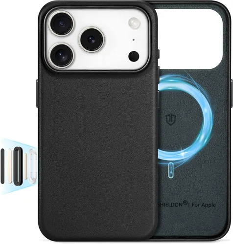 Vista 55 de SHIELDON Funda de piel auténtica para iPhone 17 de 6.3" 2025, color negro