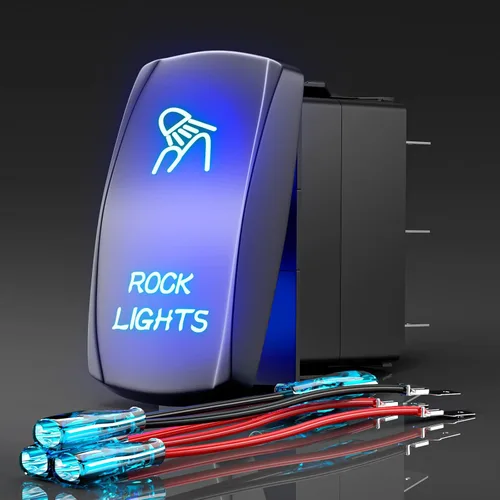 Vista 11 de Interruptor basculante con luz LED de barra, interruptor de palanca grabado con láser ENCENDIDO/APAGADO SPST de 5 pines 12V 24V cables de puente