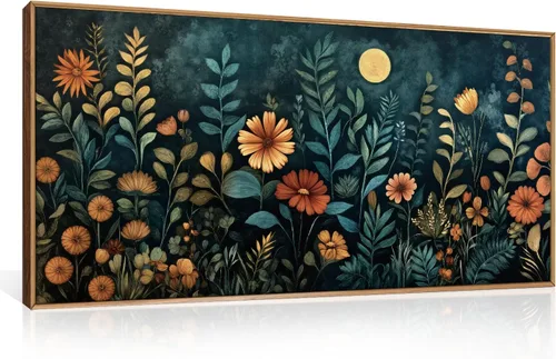 Vista 74 de Celestdeco Juego de arte de pared en lienzo abstracto y neutro grande con marco naranja, moderno y minimalista para pared, diseño geométrico bohemio