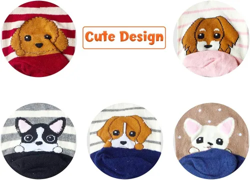 Vista 3 de YSense Wear Cute Animal Socks for Women 5 Pairs Funny Dog Socks and Cool Cotton Art Painting Cat Socks Women