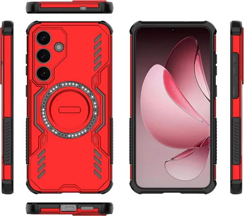 Vista 53 de Funda compatible con Motorola Edge 50, compatible con carga inalámbrica MagSafe [PC + TPU] 2 en 1 funda magnética protectora anticaída para Rojo