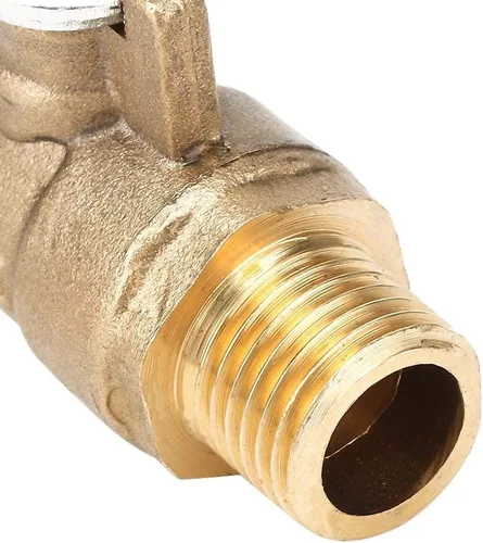 Vista 9 de Válvula de bola de tubo de latón con rosca NPT macho a macho Mini válvula de bola de dos vías Válvula de cierre del compresor de aire (G1/4 ")