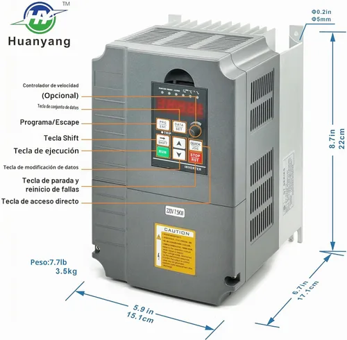 Vista 2 de Convertidor de fase digital VFD 7.5kW 10HP 220V monofásico a trifásico