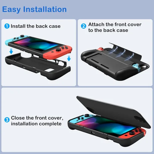 Vista 9 de Fintie Funda para Nintendo Switch - Funda con tapa segura para pantalla Carcasa protectora delgada de TPU suave con cubierta frontal desmontable
