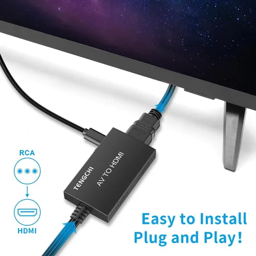 Vista 8 de Tengchi Convertidor RCA a HDMI, adaptador compuesto a HDMI compatible con 1080P PAL/NTSC compatible con PS One, PS2, PS3, STB, Xbox, VHS, VCR