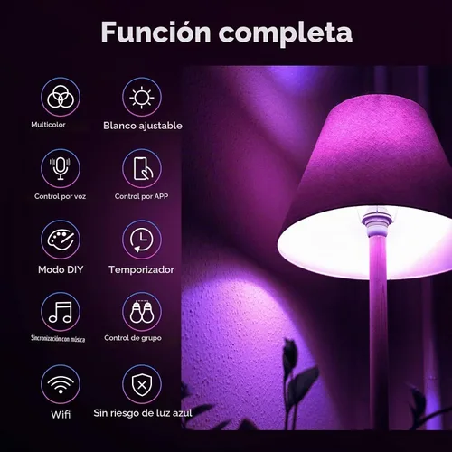 Vista 6 de Linkind Matter - Bombilla inteligente que funciona con Alexa/Apple Home/Google Home, bombillas que cambian de color, sincronización de música