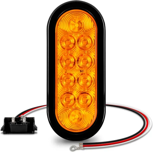 Vista 13 de Juego de luces traseras LED ovaladas para remolque de 6.0 in, 2 color ámbar y 2 color rojo 4 Rojo + 2 Blanco