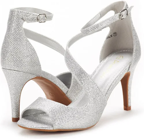 Vista 3 de Dream Pairs Nile Sandalias modernas de tacón tipo stiletto, con puntera abierta, para mujer