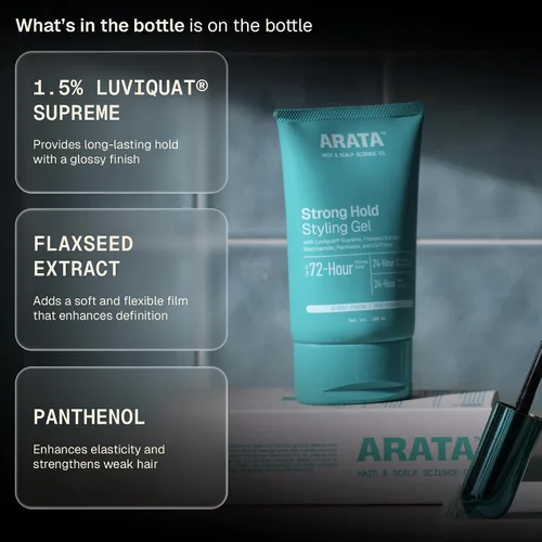 Vista 5 de Arata Gel para el cabello totalmente natural para peinar, dar forma y nutrición de estudio, aspecto húmedo de fijación fuerte para hombres