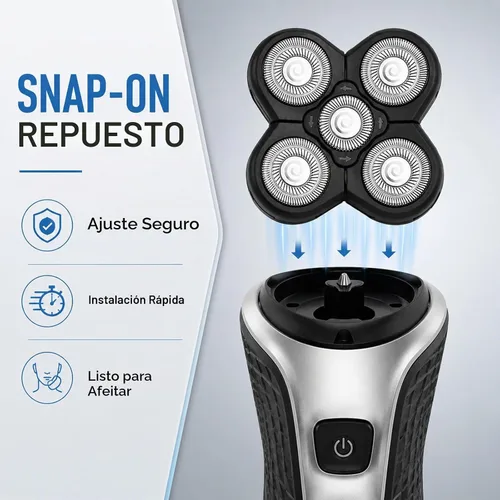 Vista 5 de 5 cabezales de afeitadora, 2 cabezales de afeitadora de repuesto para maquinilla de afeitar eléctrica, afeitadora calva, cabeza de afeitadora