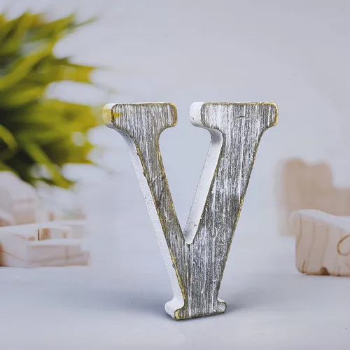 Vista 24 de Letras de madera rústica sin terminar de 4 pulgadas para decoración de pared, letras decorativas de pie en rodajas, decoración de tablero