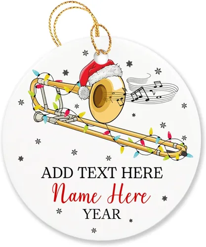 Vista 34 de Adorno de Navidad personalizado de acordeonista que toca acordeón, nombre personalizado y año, adorno de Navidad para acordeonista, instrumento