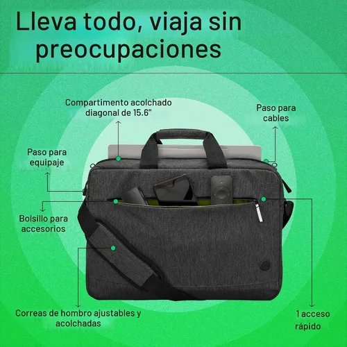 Vista 3 de HP Prelude Bolsa Topload para laptop – Se adapta a laptops de 15.6 pulgadas – Tela duradera con revestimiento resistente al agua, compartimento