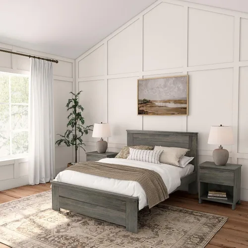 Vista 12 de Plank+Beam Cama individual moderna de granja, cabecera de tablones, marrón granero Barnwood Marrón
