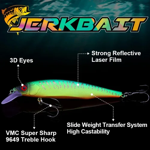 Vista 2 de Kit de Señuelo Jerkbait XFISHMAN - Señuelo de Peces Pequeños - Suspendido - Lubina, Lubina de Boca Pequeña, Lucioperca, Lubina de Boca Grande - 1