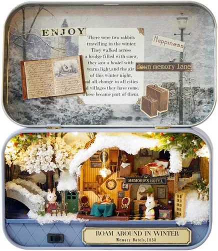 Vista 16 de MAGQOO Casa de muñecas de madera 3D, kit de casa de muñecas en miniatura con muebles, kit de teatro de caja de bricolaje 1:100