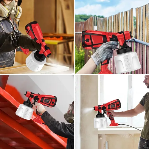 Vista 9 de Pulverizador de pintura de 1000 W para pintura de casa, pistola de pintura en aerosol de 32000 RPM con 3 patrones ajustables, pistola