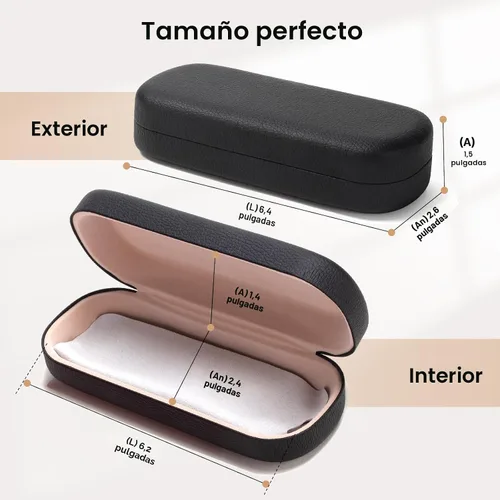 Vista 2 de Marvolia Estuche para gafas de sol, funda rígida grande de piel sintética para gafas de sol Negro