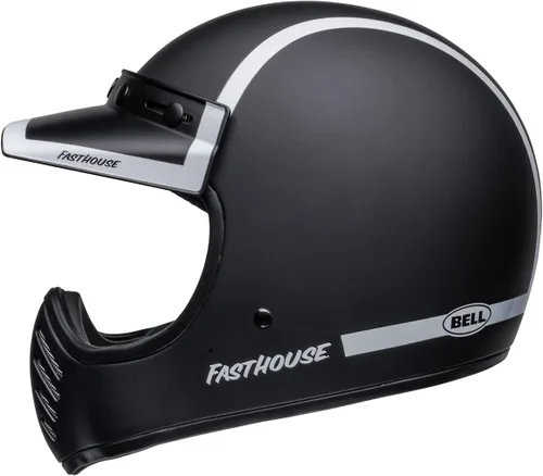 Vista 6 de Bell Moto-3 FH Old Road - Casco de motocicleta unisex para adultos, color negro mate/blanco brillante/blanco, M