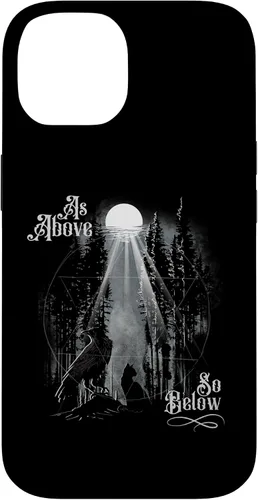 Vista 4 de Funda para iPhone 16 para hombre como arriba tan abajo Wiccan Pagan Tree of Life Crow Cat Case