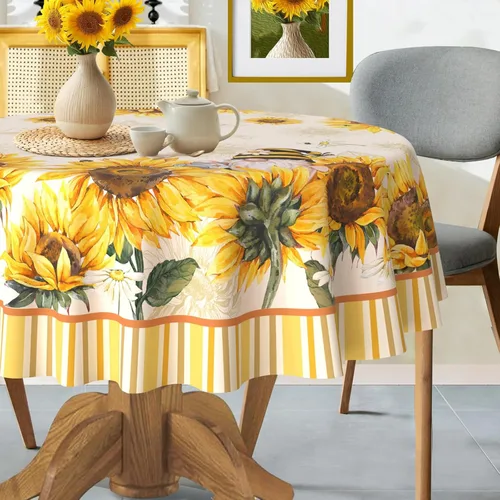 Vista 10 de Hexagram Mantel de verano de 60 x 84 pulgadas, mantel rectangular floral para temporada de granja para el hogar, picnic, cocina, comedor, decoración
